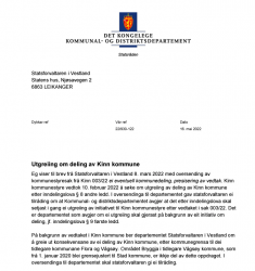 Brev Gjeldsvik utredning Kinn 235x250 - Brev fra Statsråd Gjelsvik er godt nytt for sammenslåtte kommuner