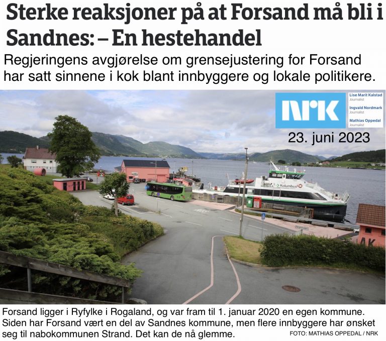 KOMMUNEREFORMEN – TIL SINNE OG BESVÆR I FORSAND SÅVEL SOM I RESTEN AV LANDET