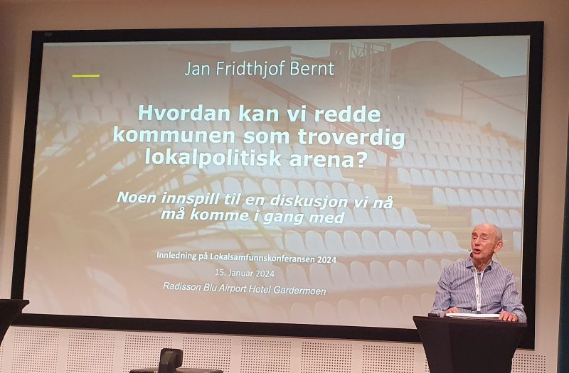 Jan Fridthjof Bernt, Lokalsamfunnskonferansen 2024.<br>Foto: Harald Lie